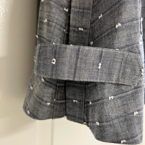 Derek Lam 10 Crosby Oversized Embroidered Dot Chambray Long Sleeve Top - Picture 8 of 10